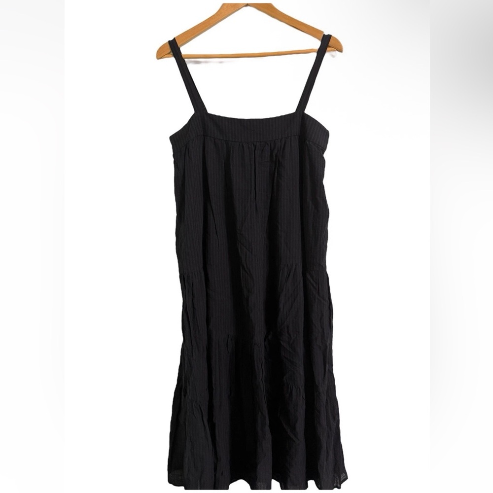 JENNI KAYNE Seersucker Midi Dress Black Stripe Size Small
